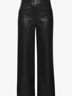 Pantalon en imitation cuir poches décoratives devant