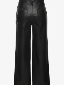 Pantalon en imitation cuir poches décoratives devant