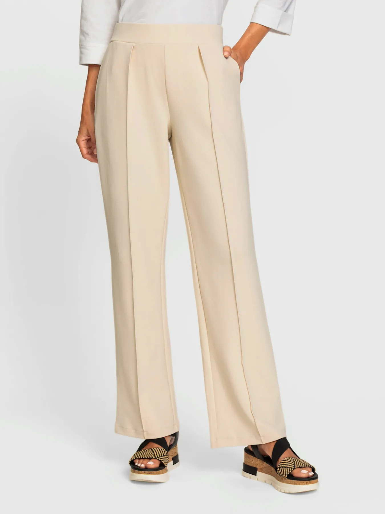 Pantalon en jersey crêpe et jersey