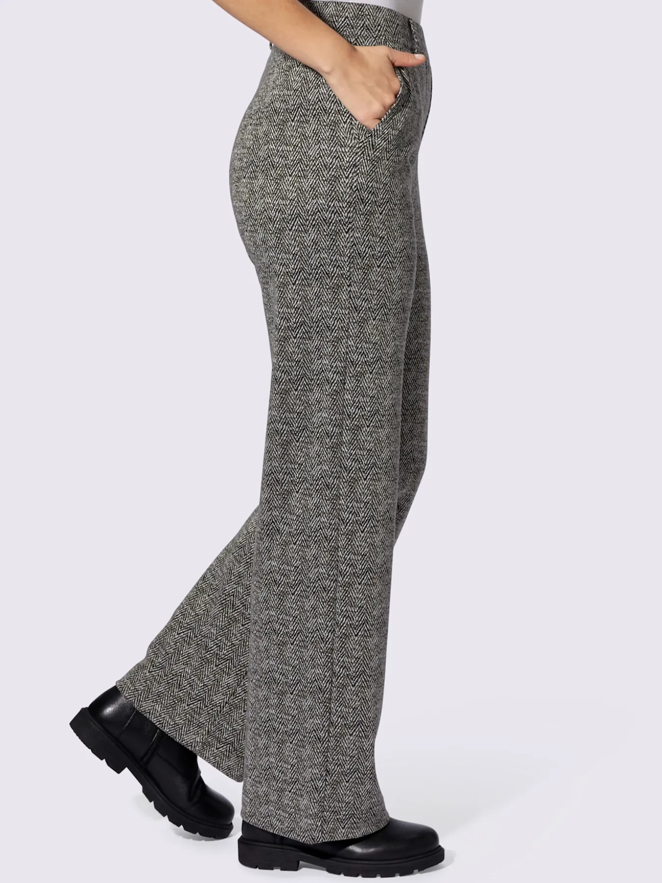 Pantalon en jersey motif sergé chevron