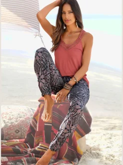 Pantalon en jersey pantalon d'été avec ceinture smockée