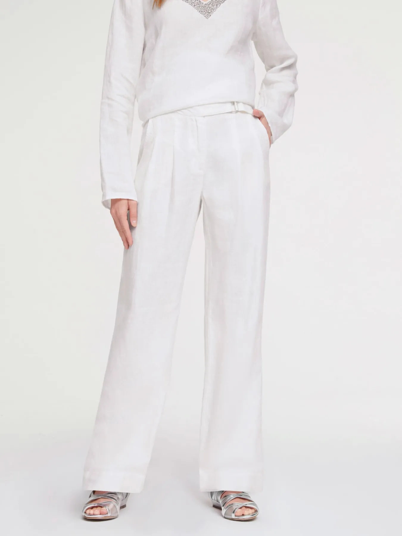 Pantalon en lin jambes larges