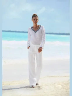 Pantalon en lin jambes larges