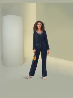 Pantalon en lin jambes larges