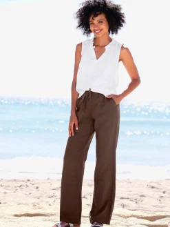 Pantalon en lin jambes larges mode