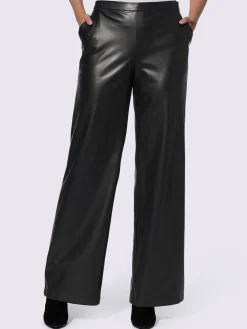 Pantalon en synthétique jambes larges mode