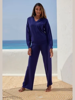 Pantalon en tricot avec jambes larges