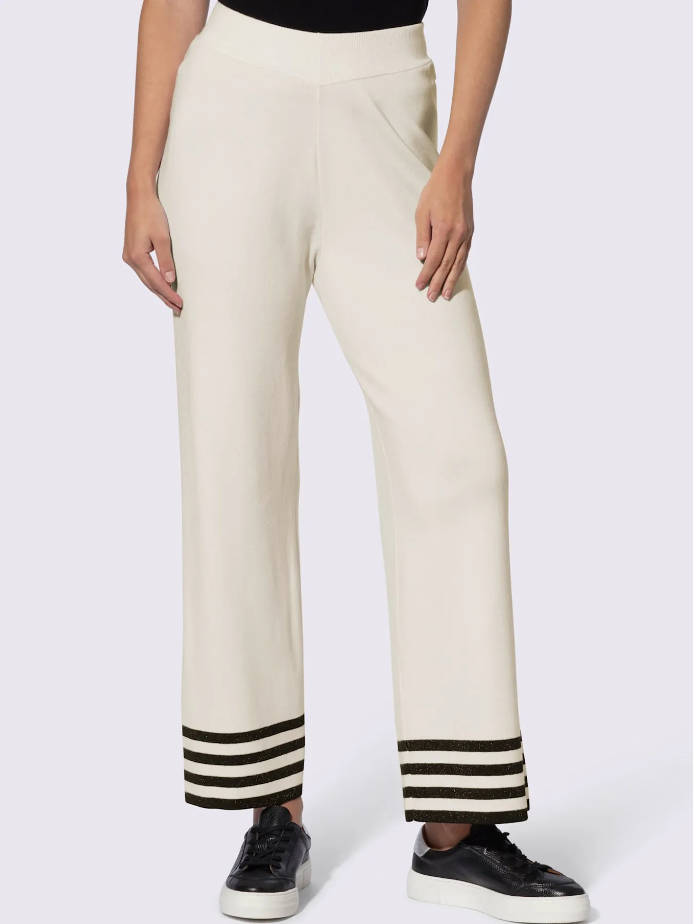 Pantalon en tricot rayures contrastées