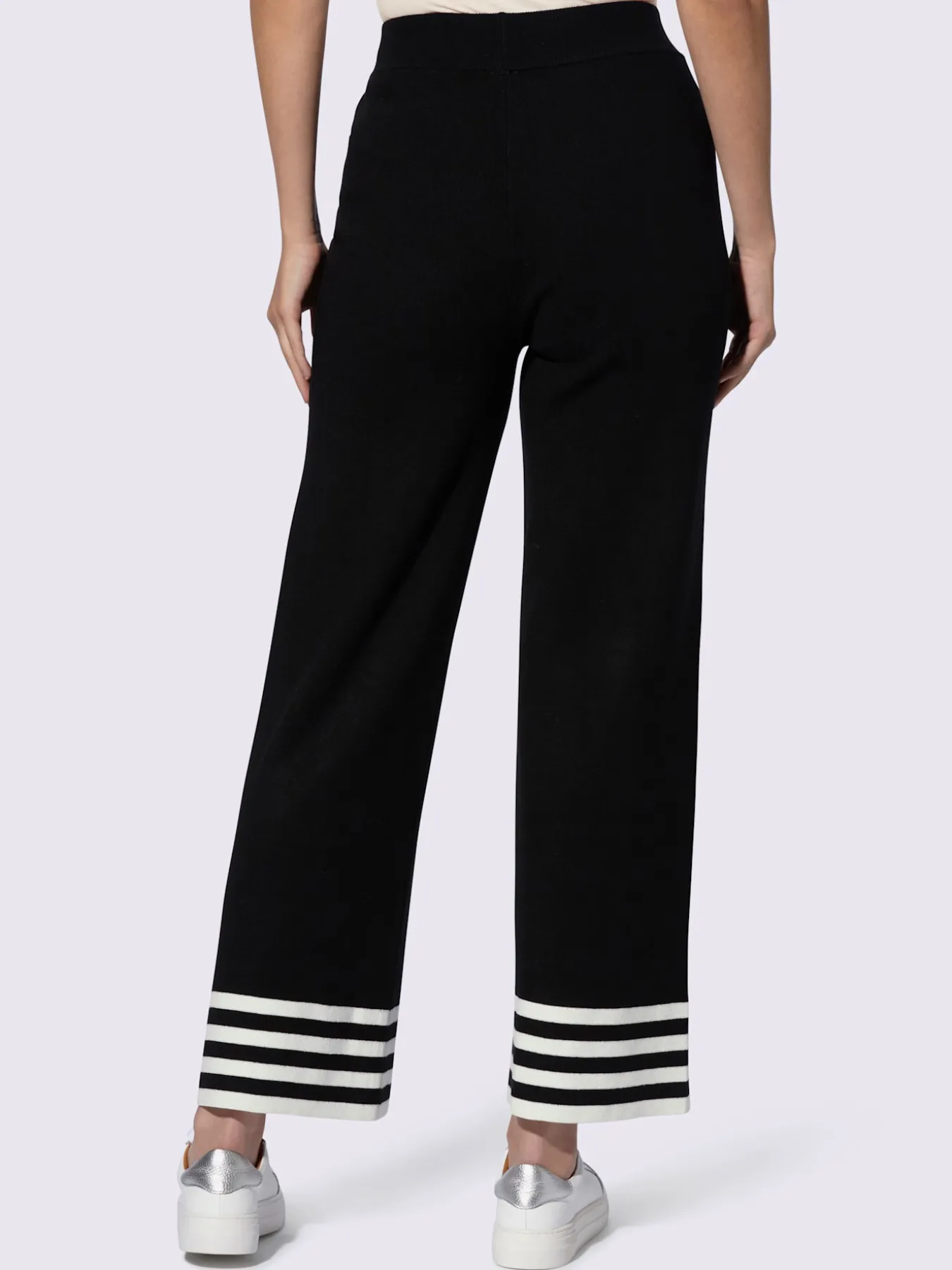 Pantalon en tricot rayures contrastées