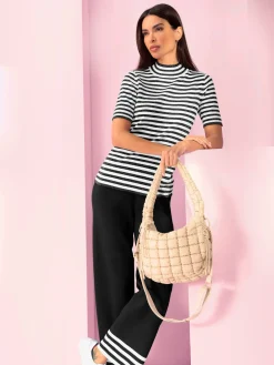 Pantalon en tricot rayures contrastées