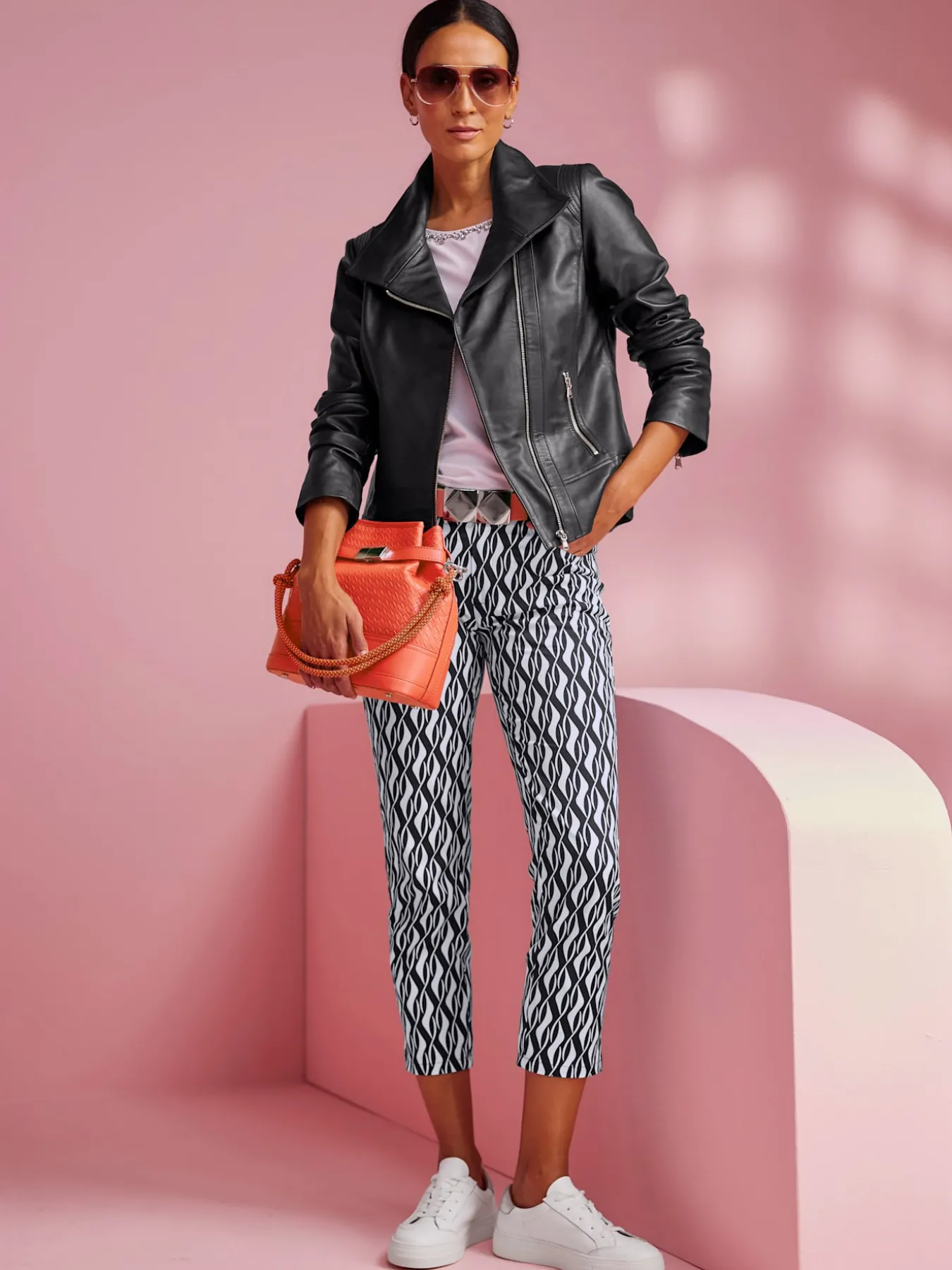 Pantalon imprimé forme courte tendance