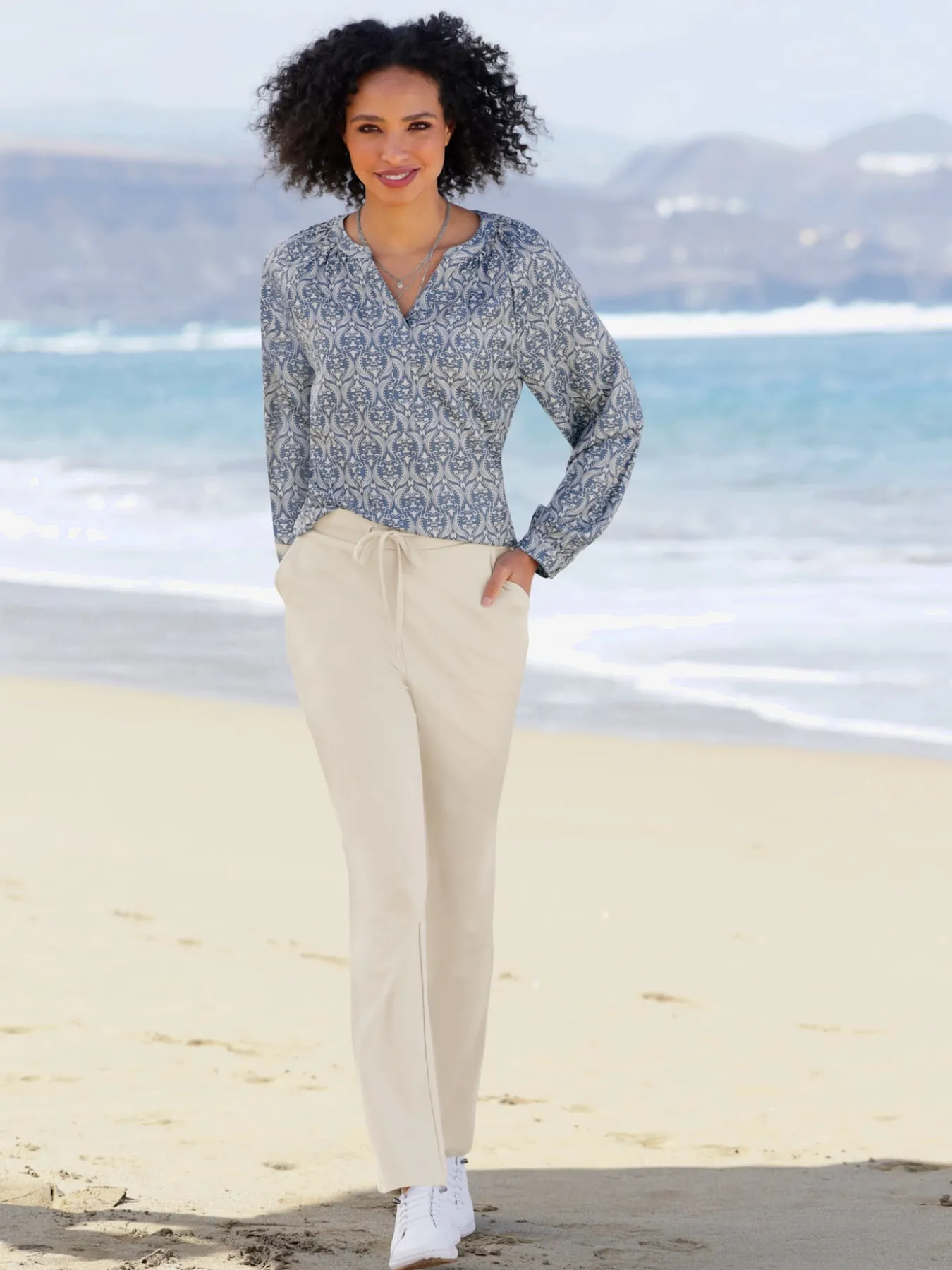 Pantalon jogpant ceinture élastique, coulisse et lien à nouer