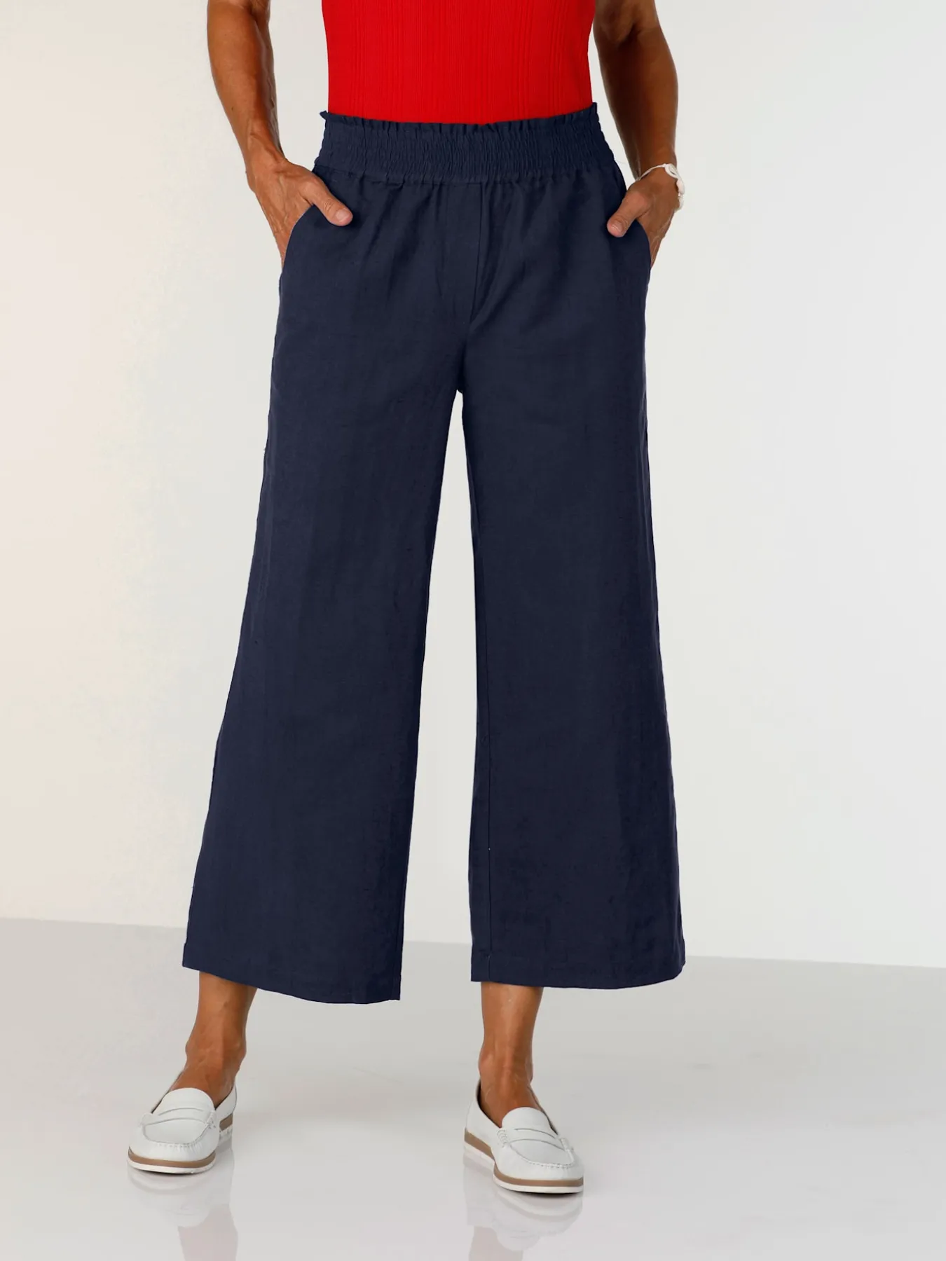 Pantalon large 55% lin