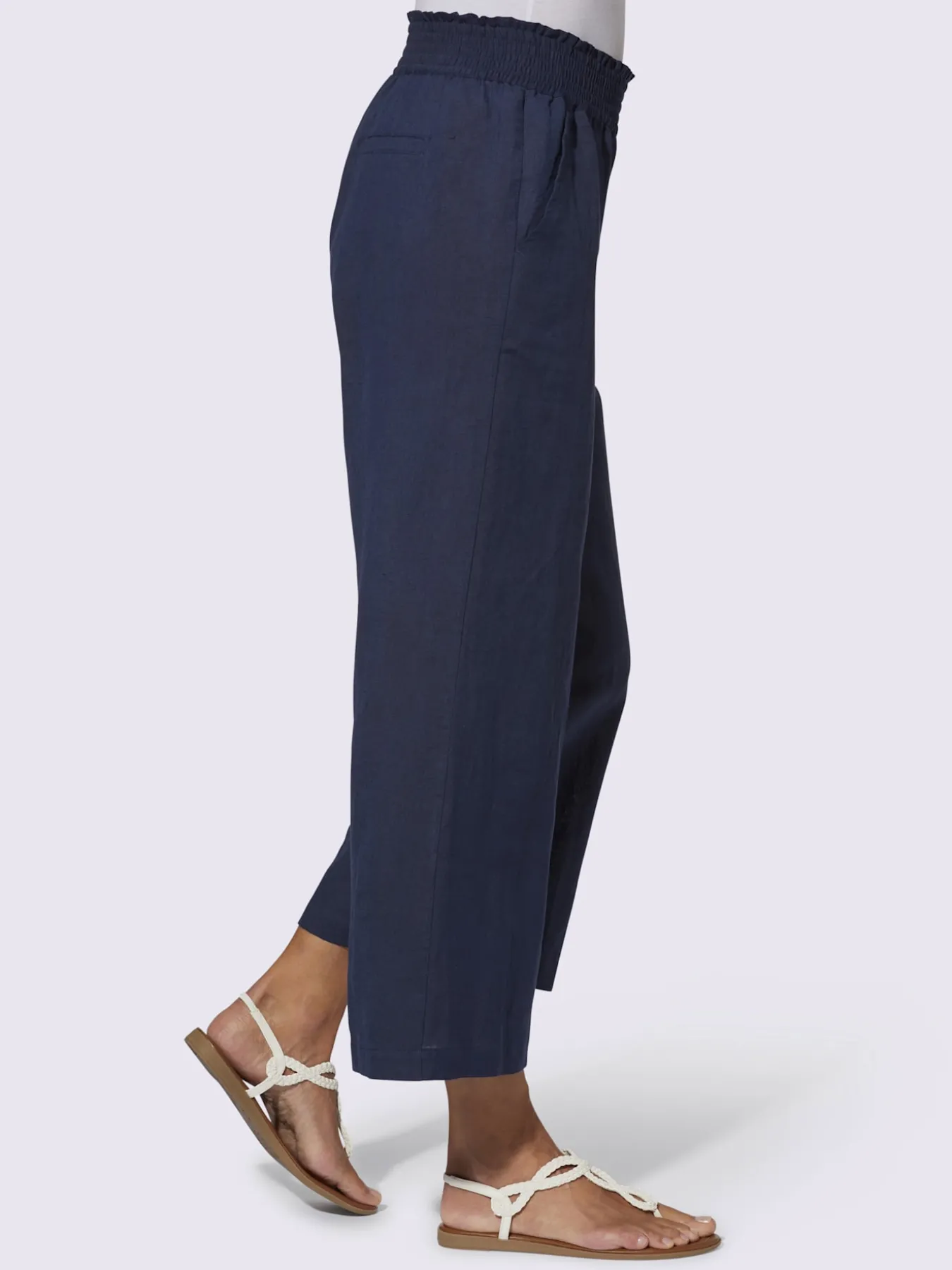 Pantalon large 55% lin