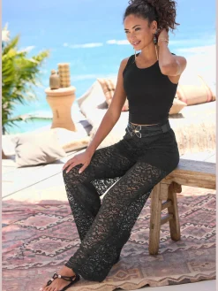 Pantalon large ceinture élastique