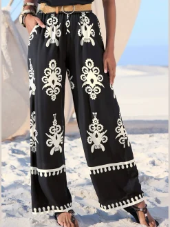 Pantalon large ceinture élastique