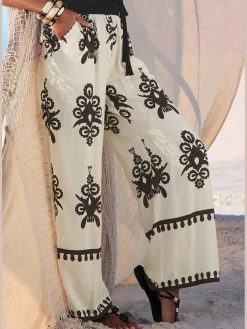 Pantalon large ceinture élastique