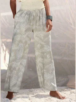 Pantalon large ceinture smockée