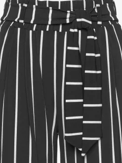 Pantalon large jupe-culotte légère rayée ou noire