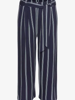 Pantalon large jupe-culotte rayée en jersey