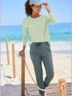 Pantalon molletonné large ceinture avec cordon