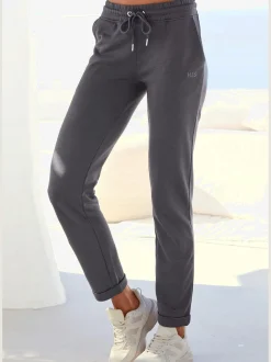 Pantalon molletonné pantalon basique avec petit logo brodé