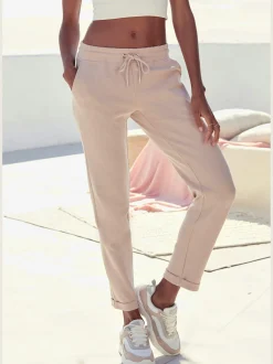 Pantalon molletonné pantalon basique avec petit logo brodé