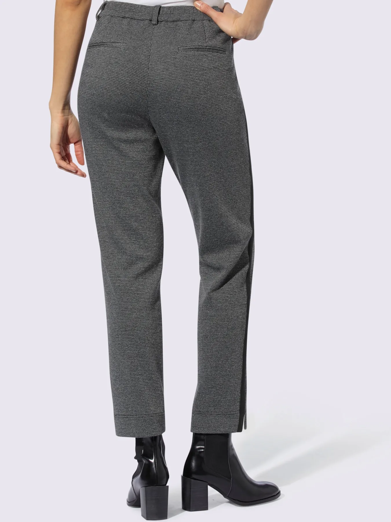 Pantalon motif pied-de-poule fin