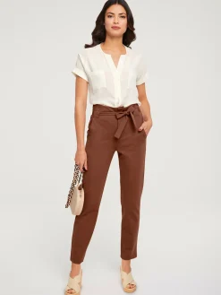 Pantalon paperbag coupe carotte