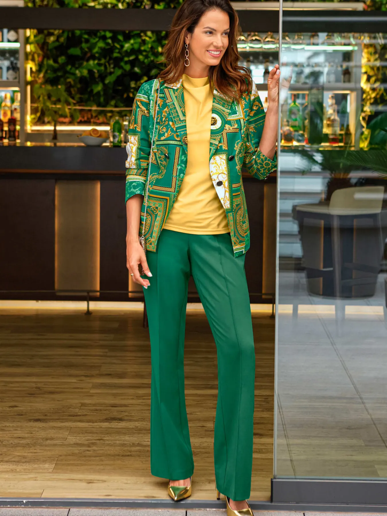 Pantalon tissé mélange de matières facile d'entretien