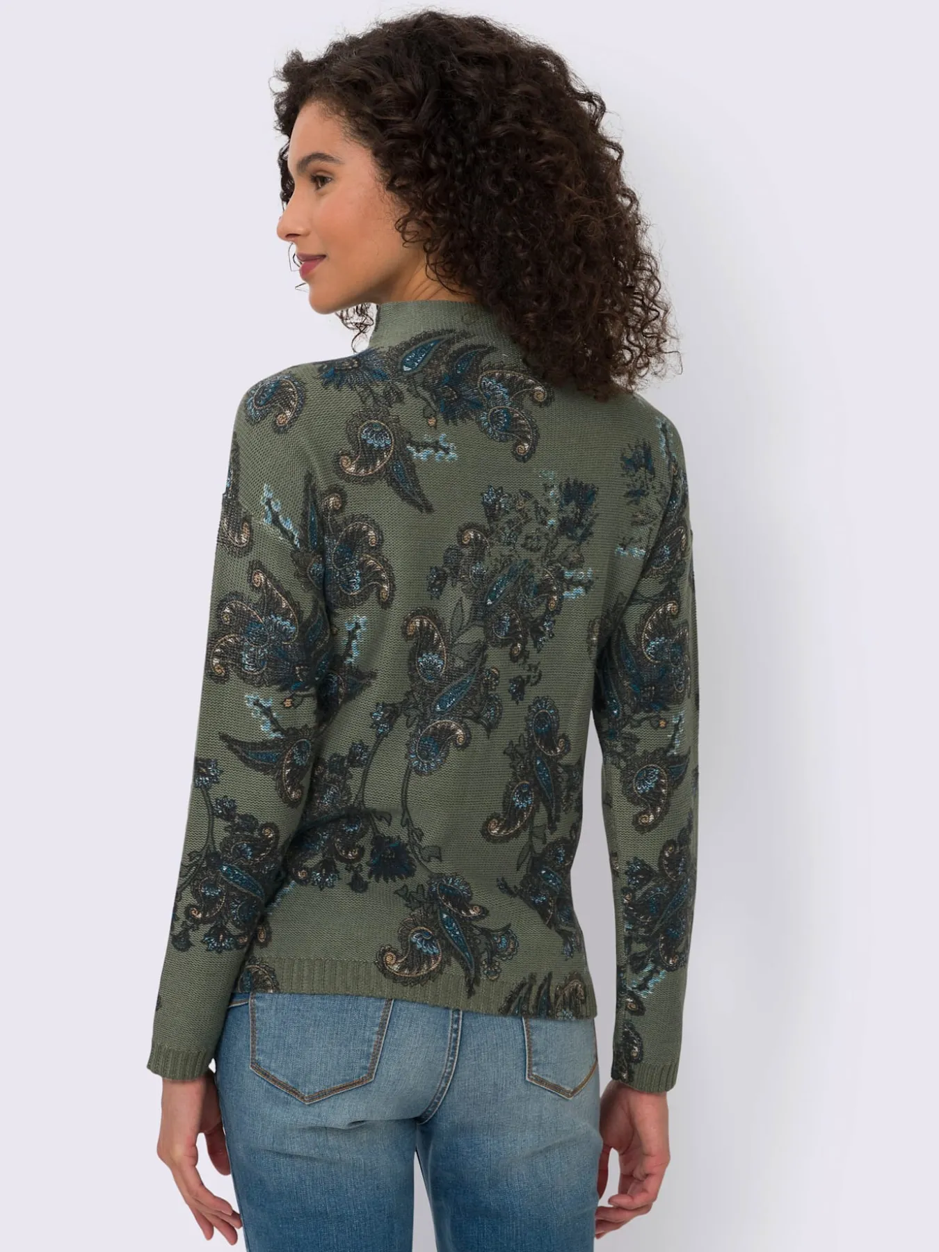Pull à col montant imprimé floral