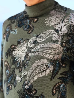 Pull à col montant imprimé floral
