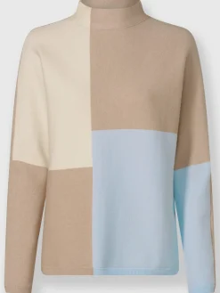 Pull à col montant motif color block tendance