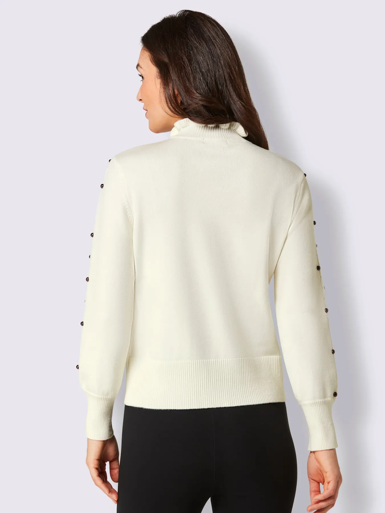 Pull à col montant superbe mélange de matières