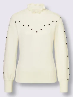 Pull à col montant superbe mélange de matières