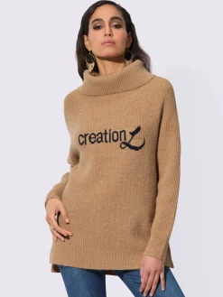 Pull à col roulé empiècement jacquard