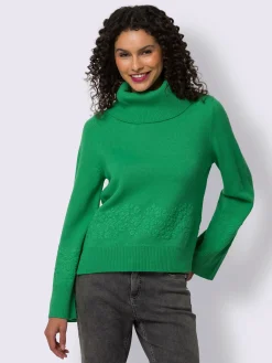 Pull à col roulé superbe broderie florale