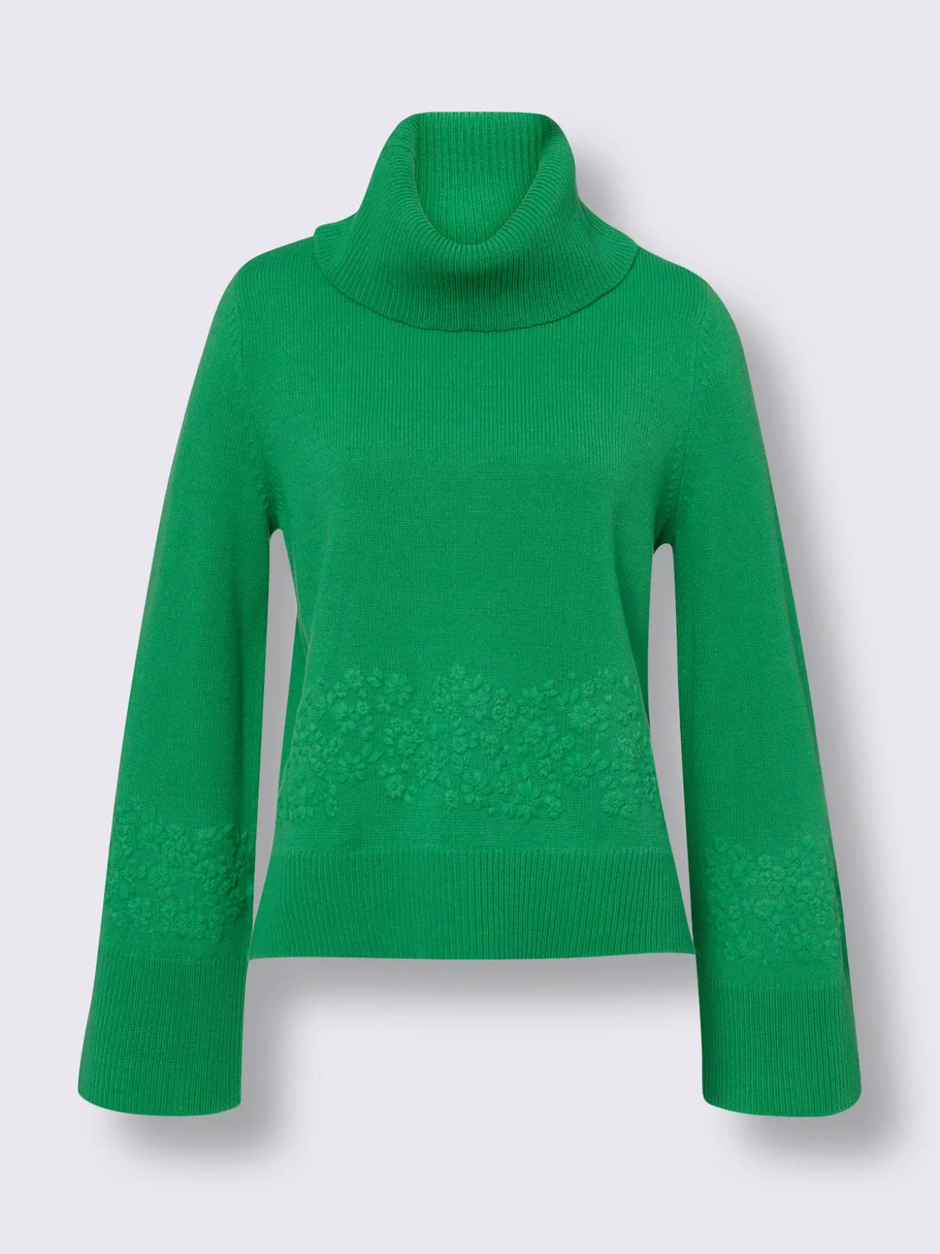 Pull à col roulé superbe broderie florale