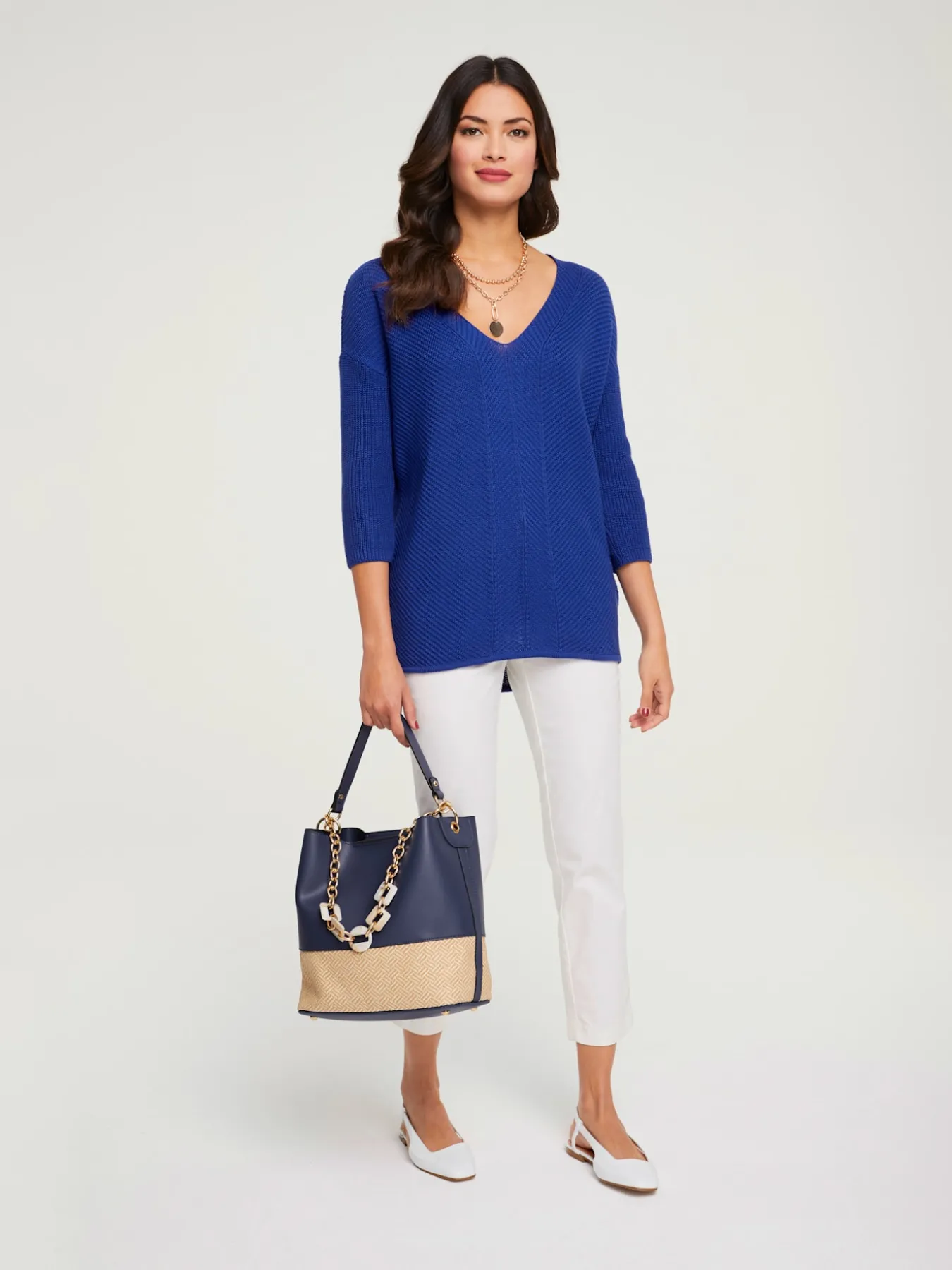 Pull à encolure en v look ample tendance