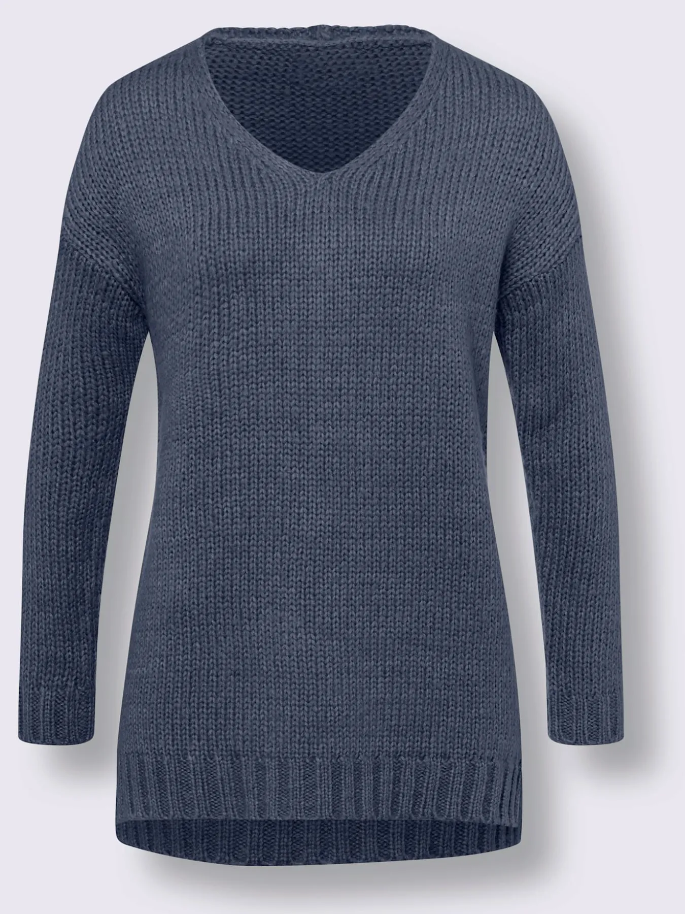 Pull à encolure en v plus long au dos
