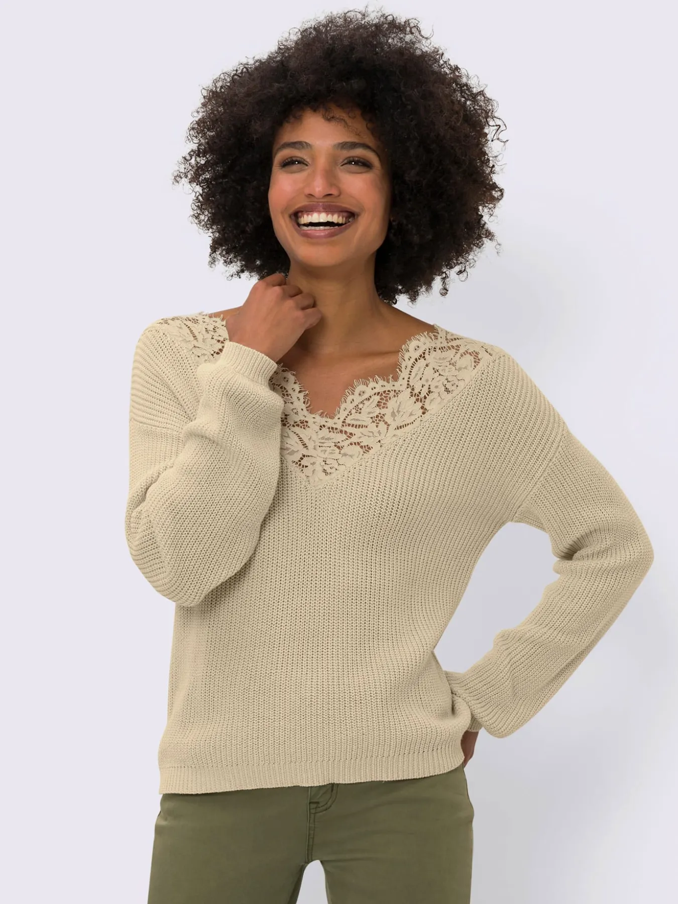 Pull à encolure en v pur coton