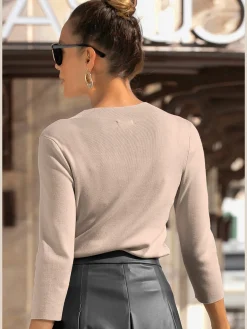Pull à manches 3/4 encolure haute