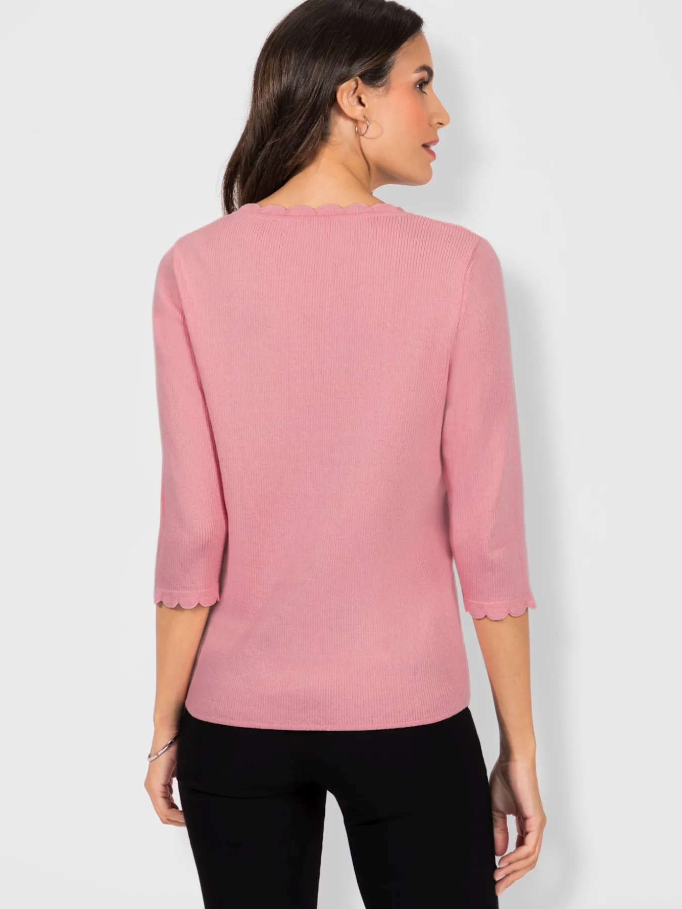 Pull à manches 3/4 fausse patte de boutonnage