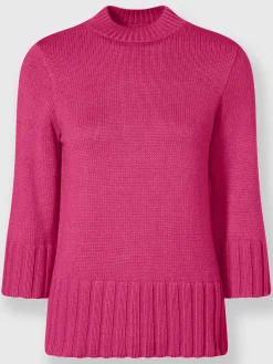 Pull à manches 3/4 larges finitions côtelées confortables
