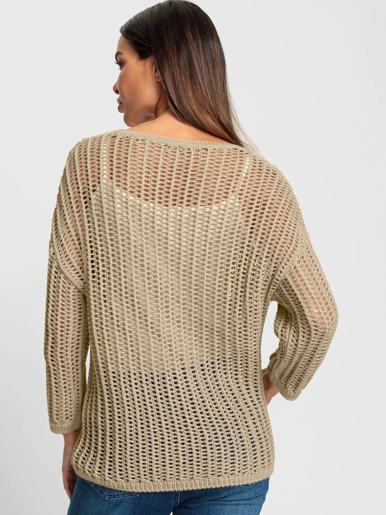 Pull à manches 3/4 motif ajouré léger
