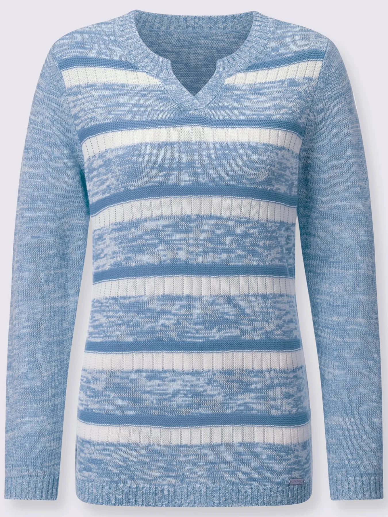 Pull à manches longues encolure ronde avec v ouvert