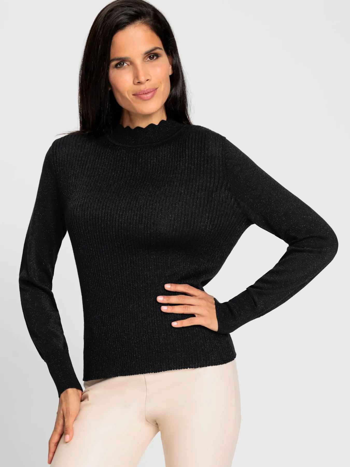 Pull à manches longues fil fantaisie brillant