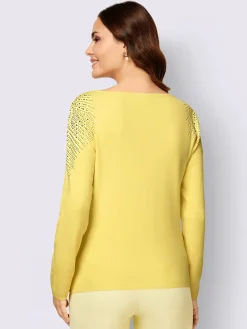 Pull à manches longues jolies pierres brillantes fantaisie