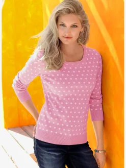 Pull à pois manches longues en jacquard