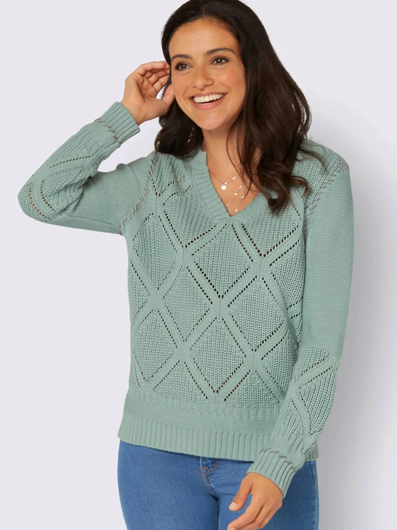 Pull ajouré 49% coton